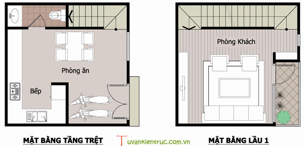 Thiết kế nhà nhỏ - Xây nhà nhỏ - Giải pháp nhà nhỏ 5x5